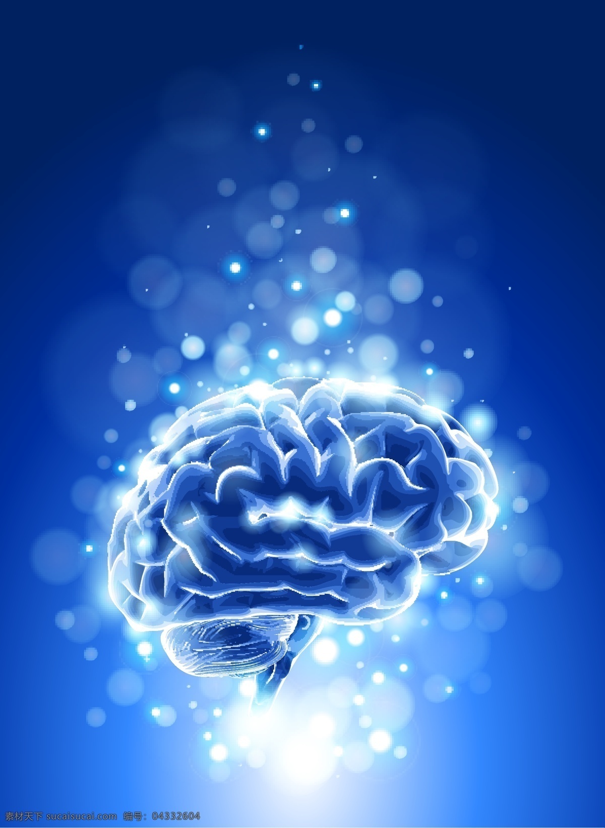 大脑 构造 矢量 蓝色 星光 矢量素材 设计素材 逼真