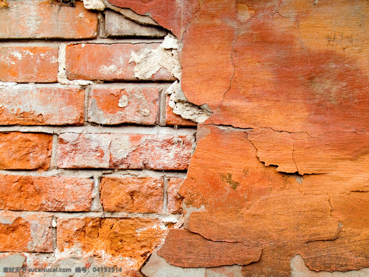 颓废 墙壁 脱落 效果 高清 大图 墙体 墙面 红砖 砖墙 剥落 墙皮 纹理 背景 材质 贴图 橙色