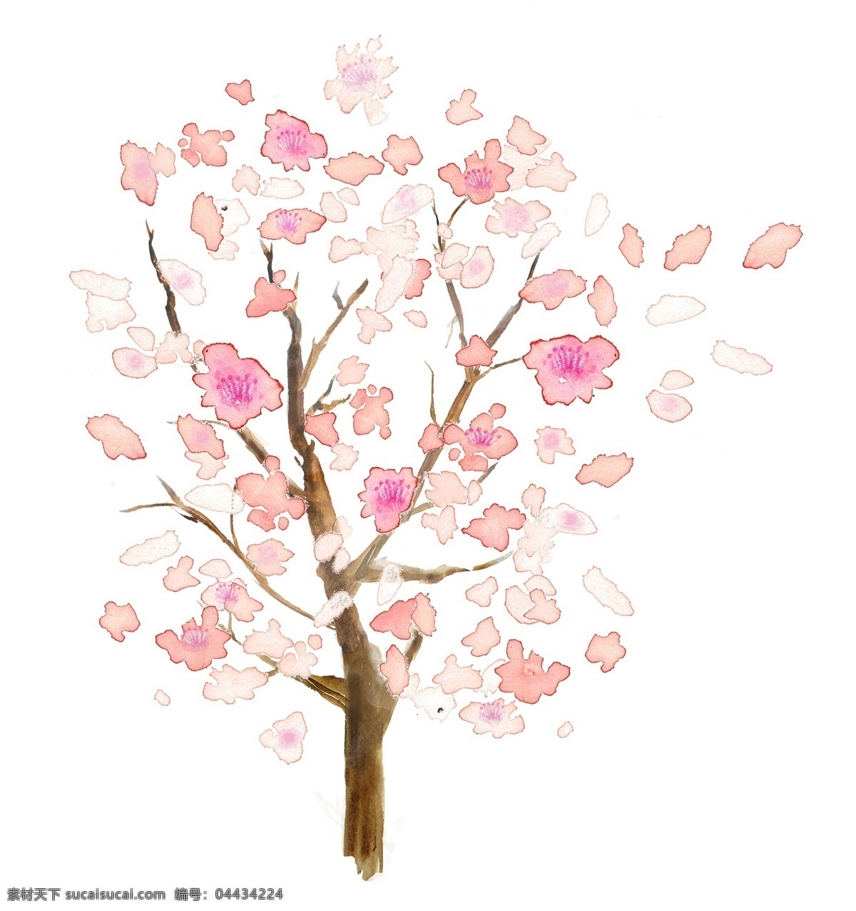 手绘 粉色 桃花 花瓣 树 元素 粉色桃花瓣 手绘桃花瓣 手绘桃花树 手绘花瓣 桃花瓣散花
