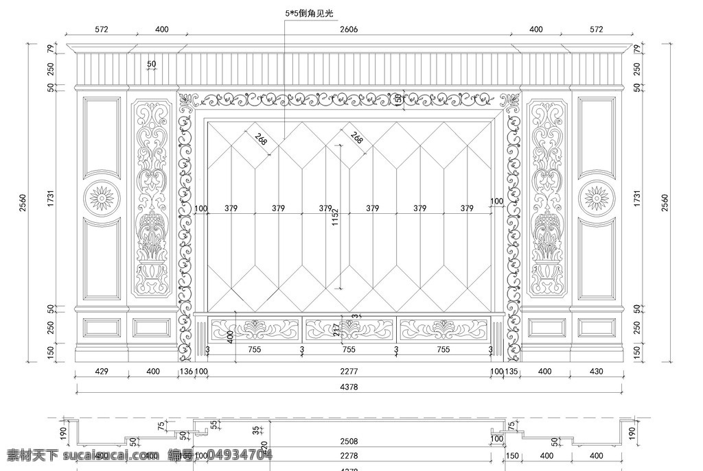 背景墙 cad 背景 石材背景墙 背景墙图纸 cad图 环境设计 施工图纸 dwg