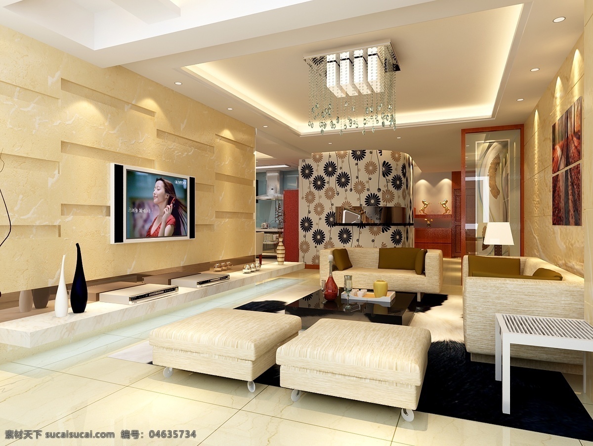 现代 时尚家居 3d模型 灯具模型 电视机 沙发茶几 时尚客厅 3d模型素材 室内装饰模型