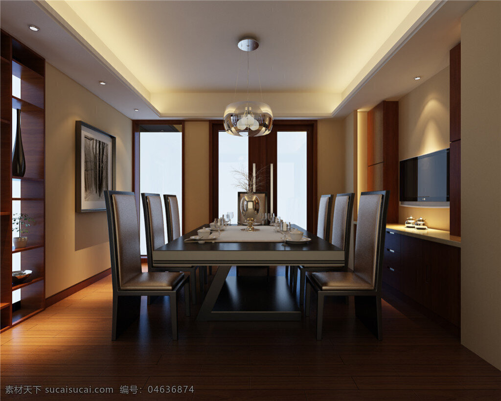 中式 餐厅 模型 室内设计模型 装修模型 室内 场景 3d模型素材 室内装饰 3d室内模型 3d模型下载 max 黑色