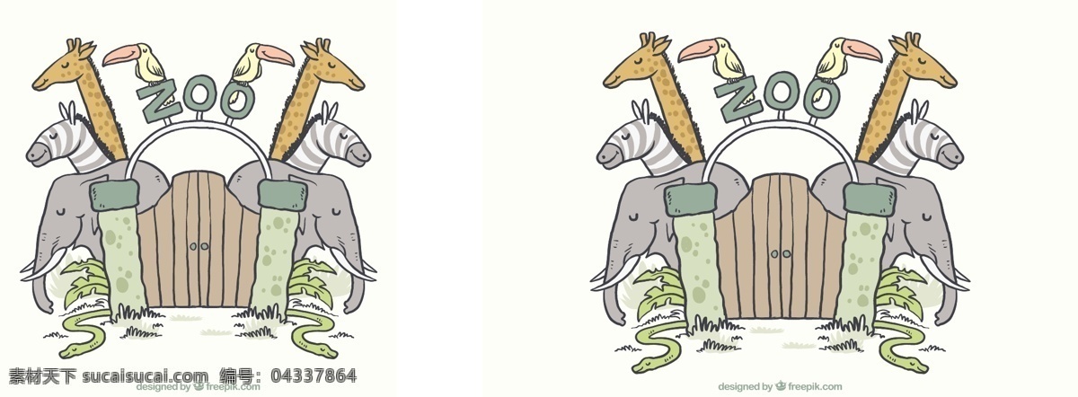 动物园的插图 背景 手 自然 动物 手画 热带 绘图 蛇 长颈鹿 插图 动物园 斑马 非洲 自然背景 画 野生 素描 野生动物 入口 白色