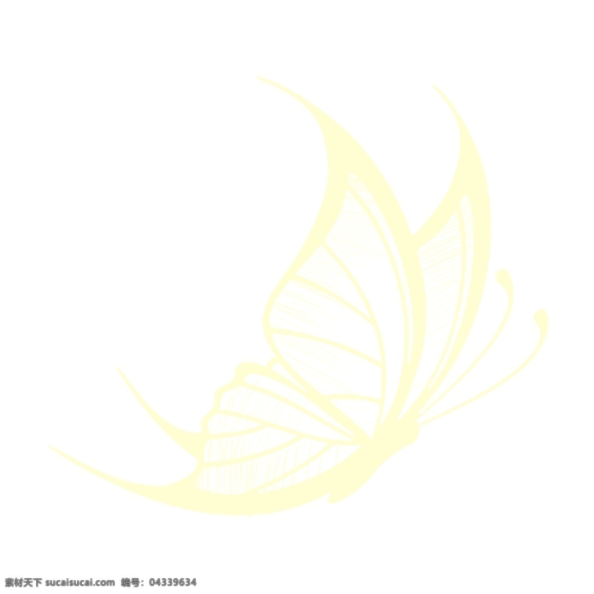 手绘 卡通 黄色 蝴蝶 元素 动物 png元素 黄色蝴蝶 昆虫 免抠元素 透明素材