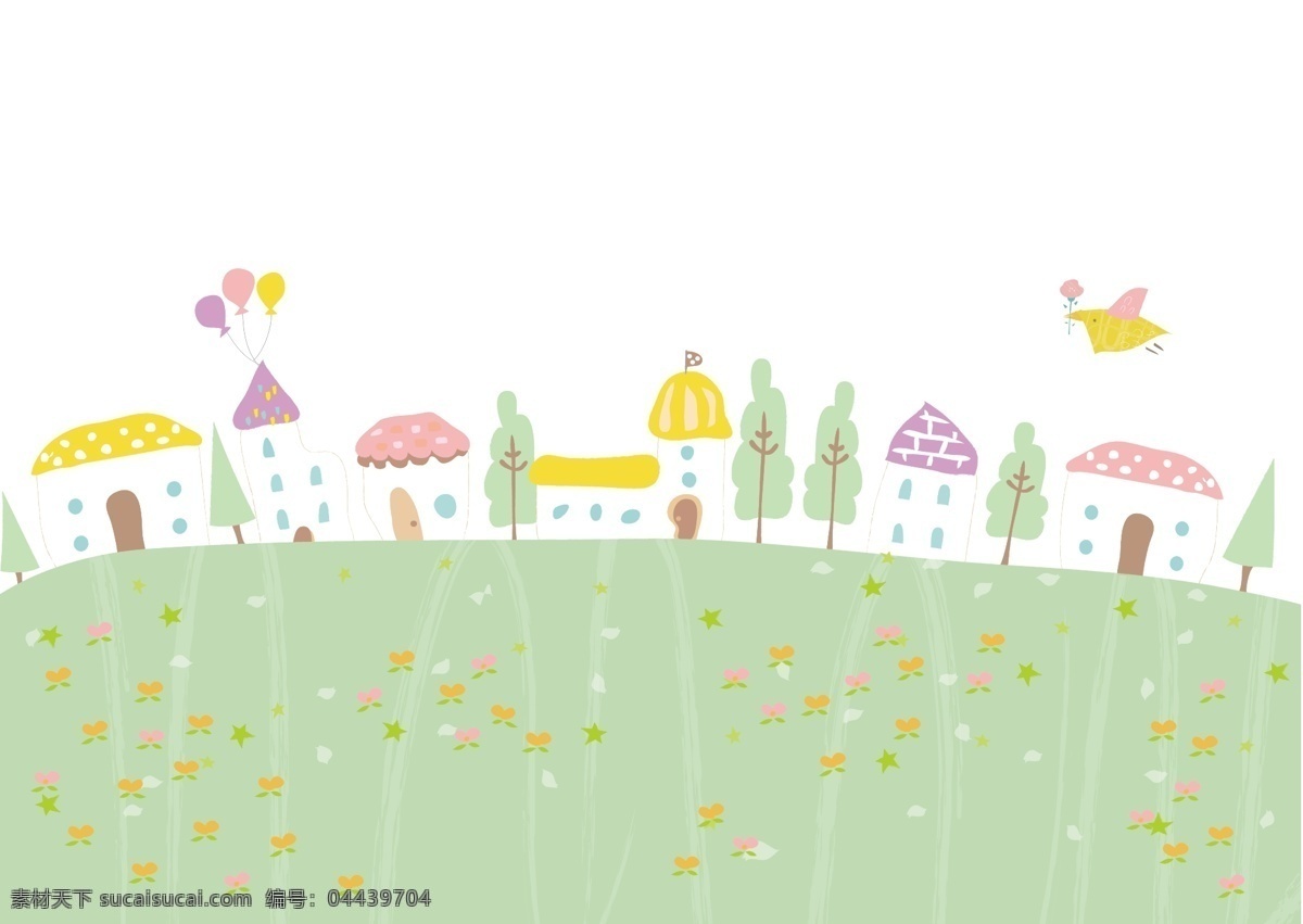 小 房子 创意 卡通 背景 创意卡通 儿童背景 卡通背景 小房屋 小房子 建筑物 温馨背景 矢量插画