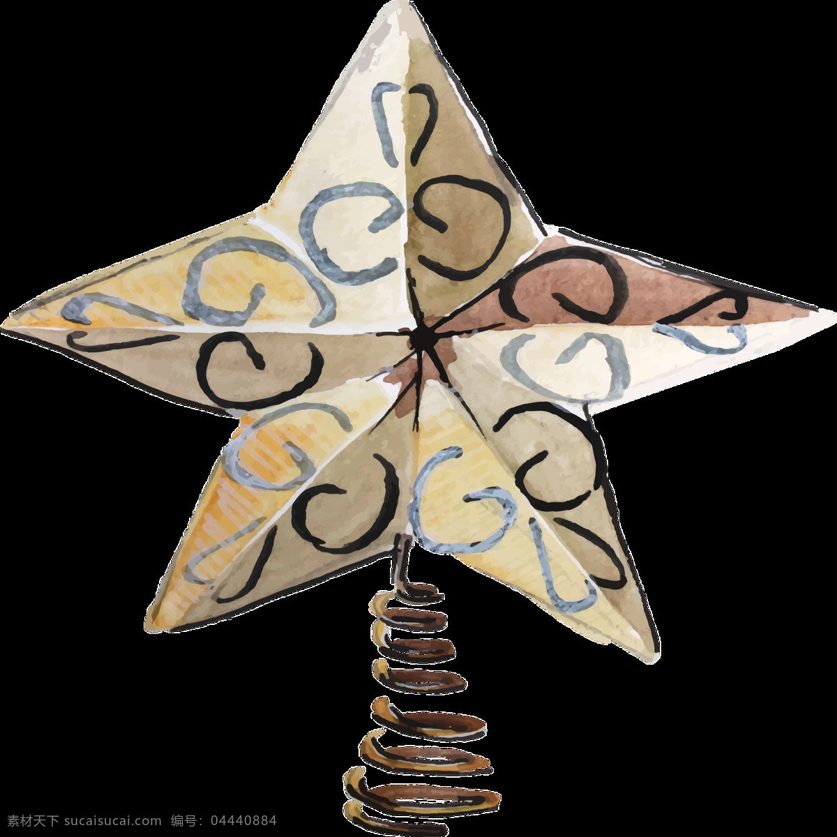 手绘 星星 造型 弹簧 透明 卡通 花纹 免扣素材 透明素材 装饰图片 棕色