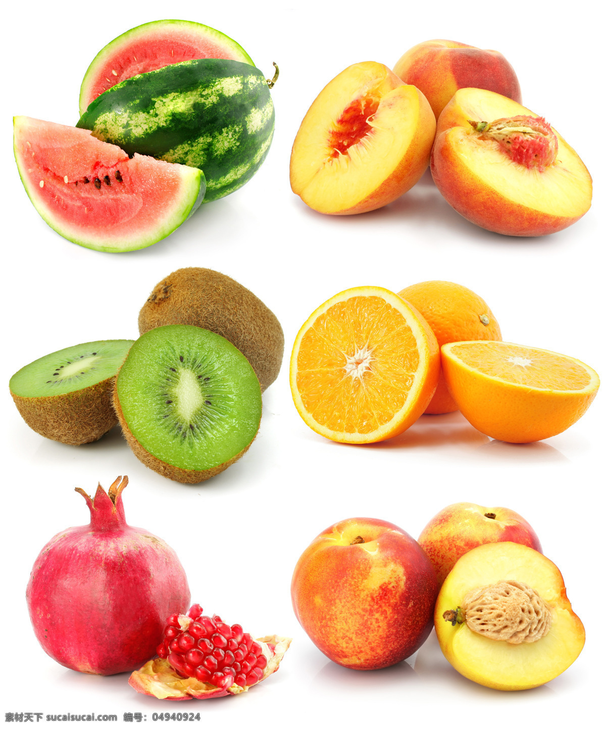 新鲜 水果 摄影图片 新鲜水果 西瓜 水蜜桃 猕猴桃 橙子 石榴 水果摄影 水果蔬菜 餐饮美食 白色