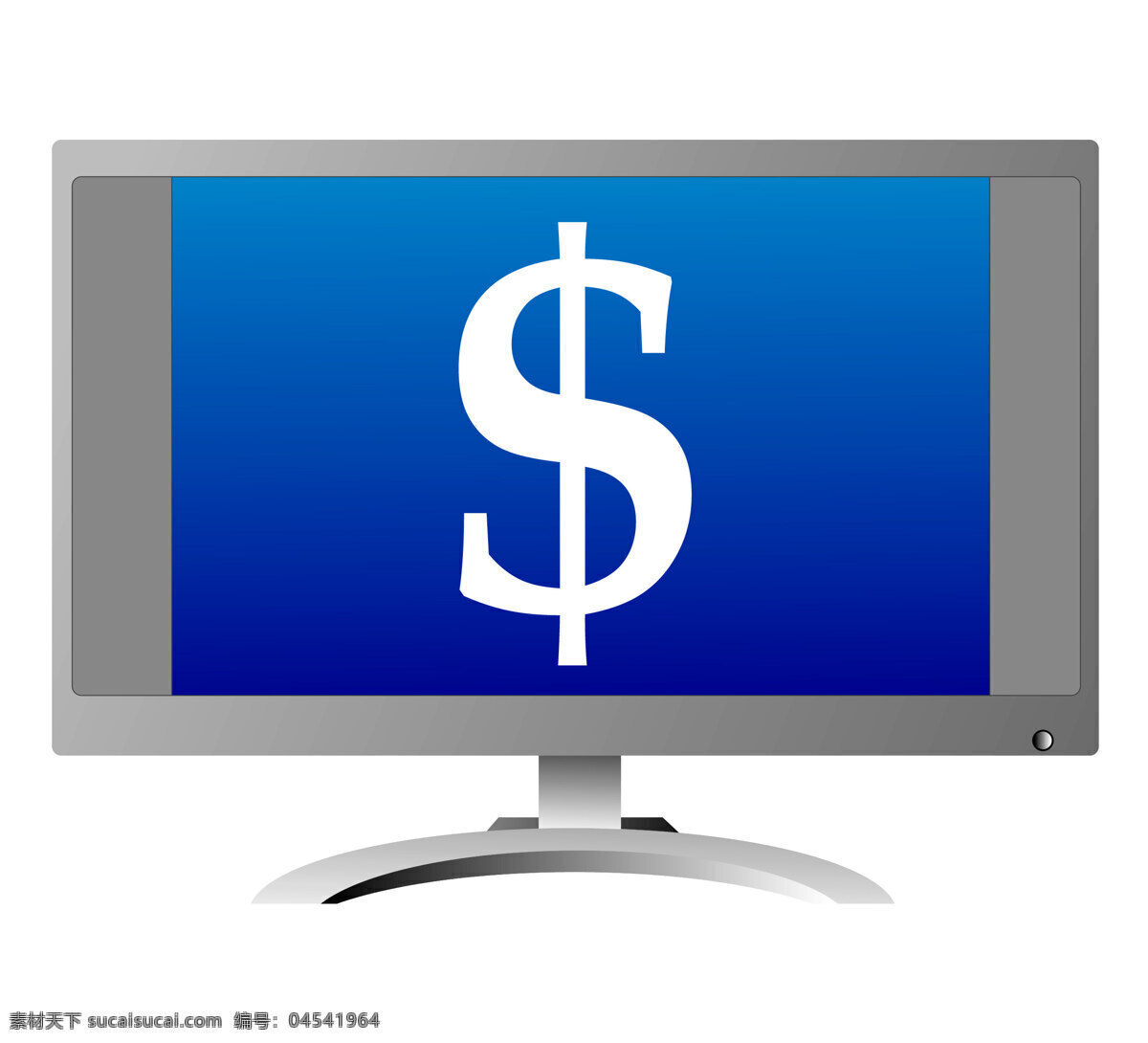 计算机 监控 货币 美元 符号 象征