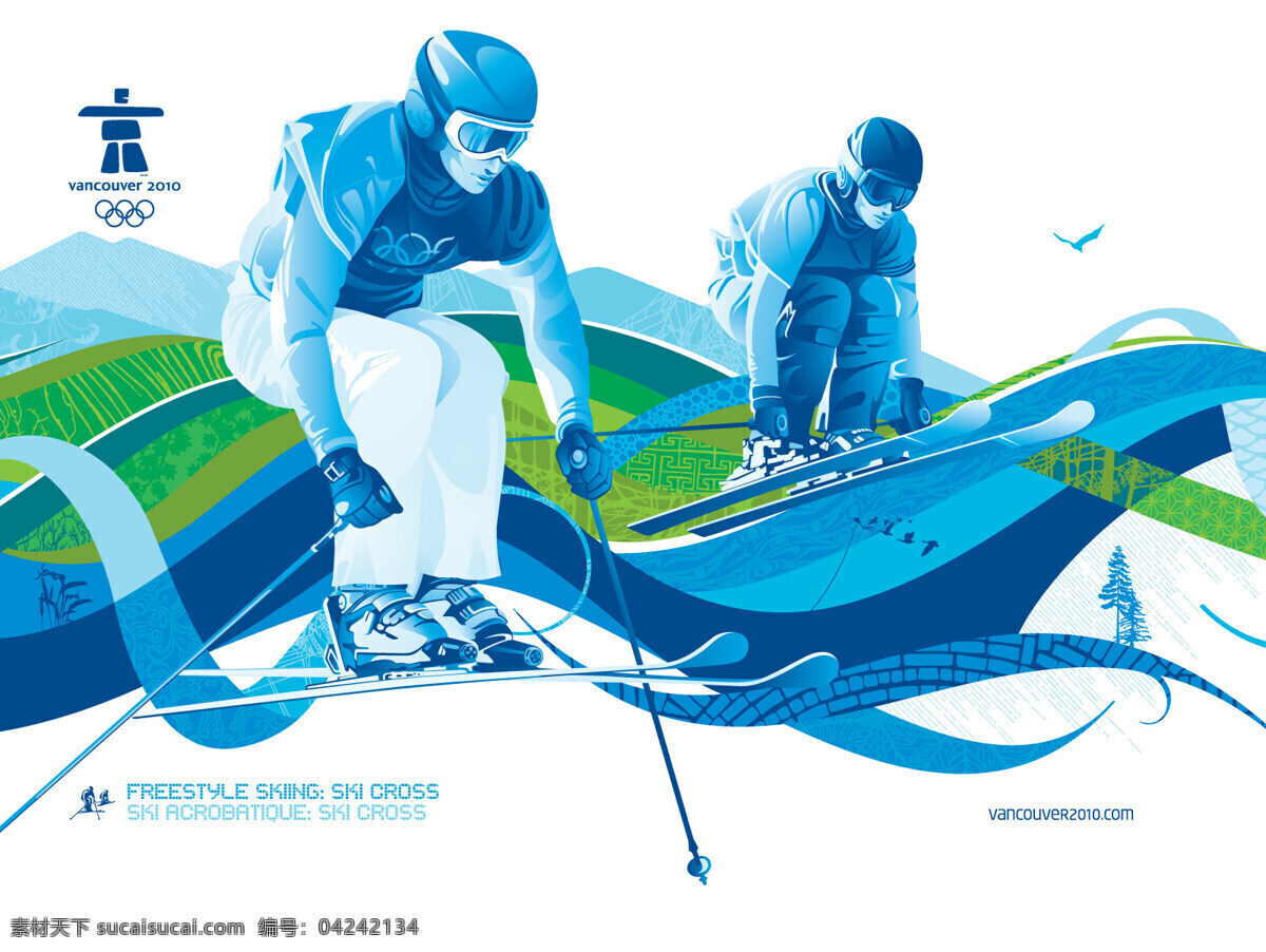 2010 年 冬奥会 主题 壁纸 滑雪 卡通 壁画 体育运动 文化艺术