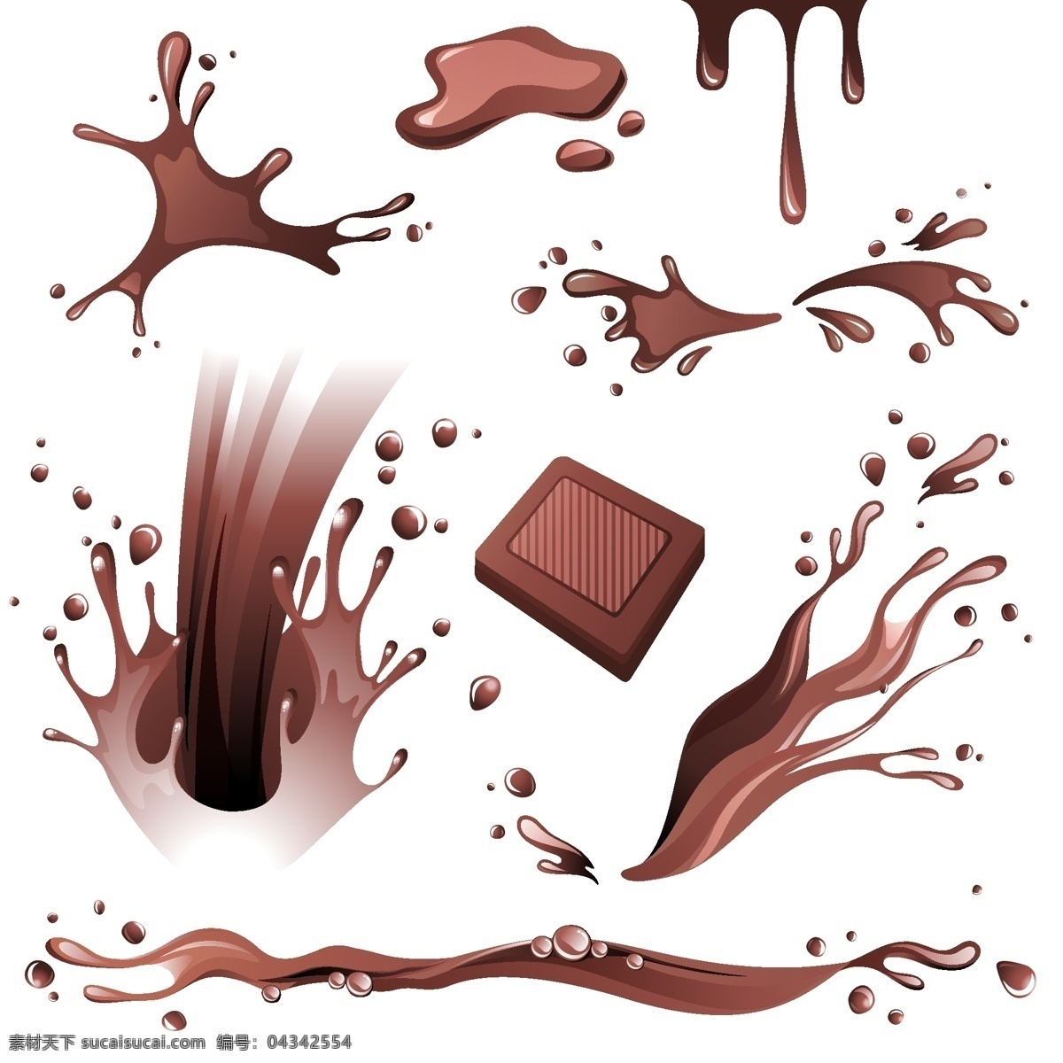 喷洒 巧克力 汁 甜品 食物 零食 餐饮美食 生活百科 矢量素材 白色