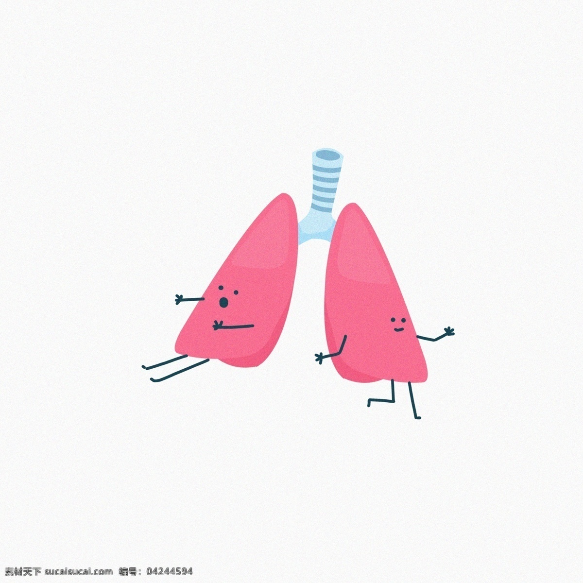 卡通 肺 拟人化 元素 防治 结核 可爱 手绘 人体 器官