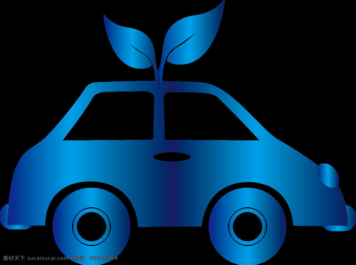 蓝色 小汽车 免 扣 元素 绿叶 环保 低碳 透明 免扣元素