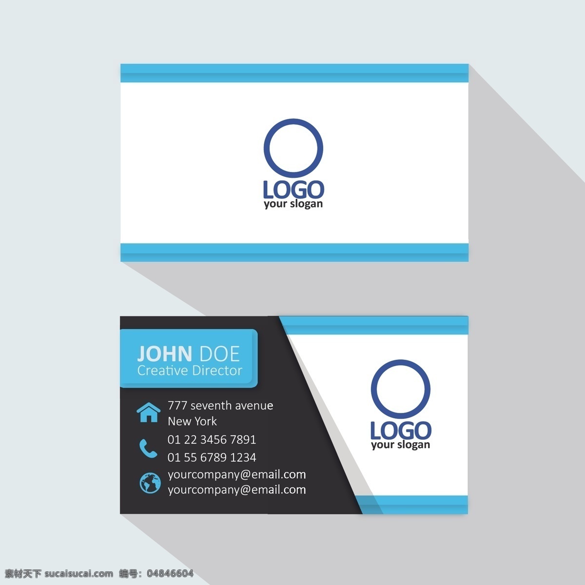 淡蓝色名片 标志 名片 商务 抽象 办公室 光 模板 蓝色 介绍 企业 公司 品牌 抽象标志 现代 文具 企业身份 身份