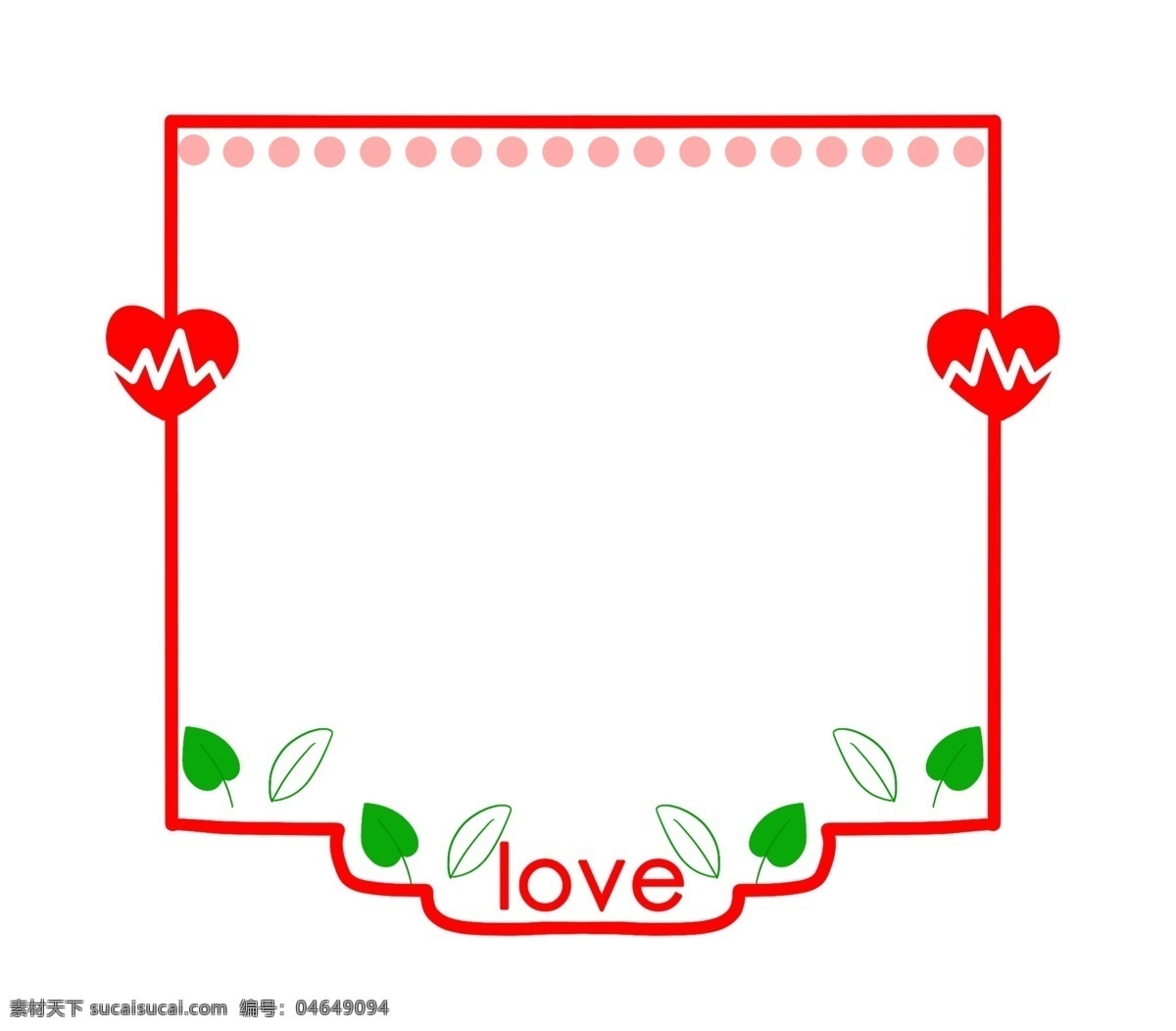 情人节 绿叶 装饰 边框 情人节边框 红色的边框 绿叶装饰边框 手绘边框 浪漫爱情边框 爱心边框