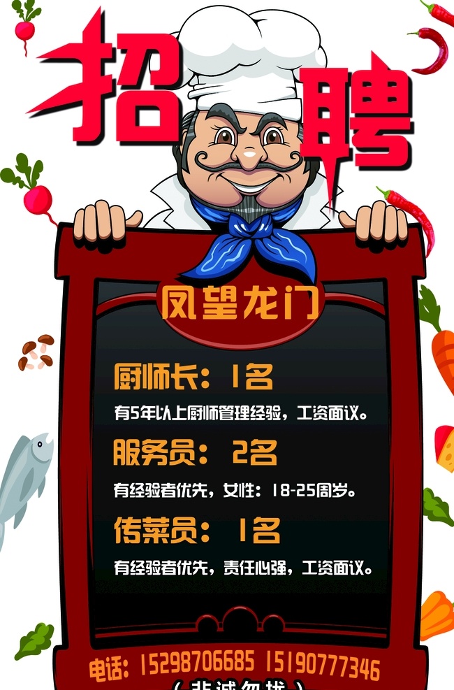 酒店招聘 1招聘 2厨师 3酒店 4服务员 5传菜员 分层 背景素材