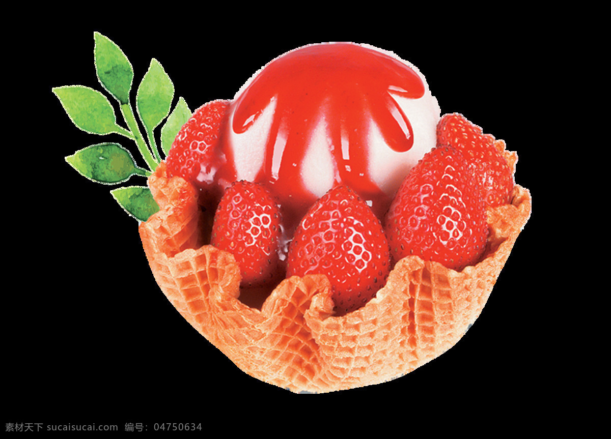 卡通 草莓 冰激凌 元素 红色 夏季 png元素 免抠元素 透明元素
