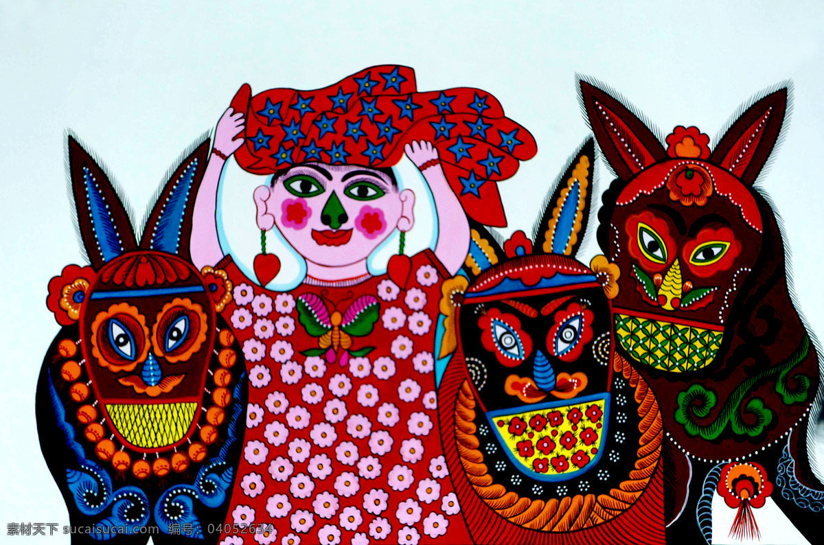红头巾 美术 农民画 装饰画 女人 新娘子 毛驴 农民画艺术 中国 作品 绘画书法 文化艺术