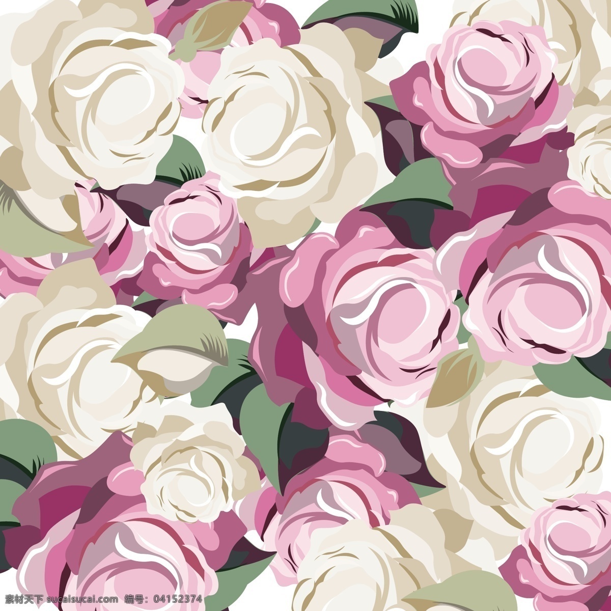 精美 彩色 玫瑰 图案 背景 矢量 设计素材 彩色玫瑰 图案背景