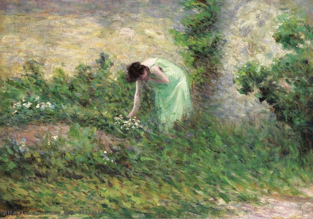 1902 大师 画家 风景画 静物 油画 建筑 装饰画 flowers picking woman gisors luce maximilien 人物 高清 西方 国外 现代 家居装饰素材