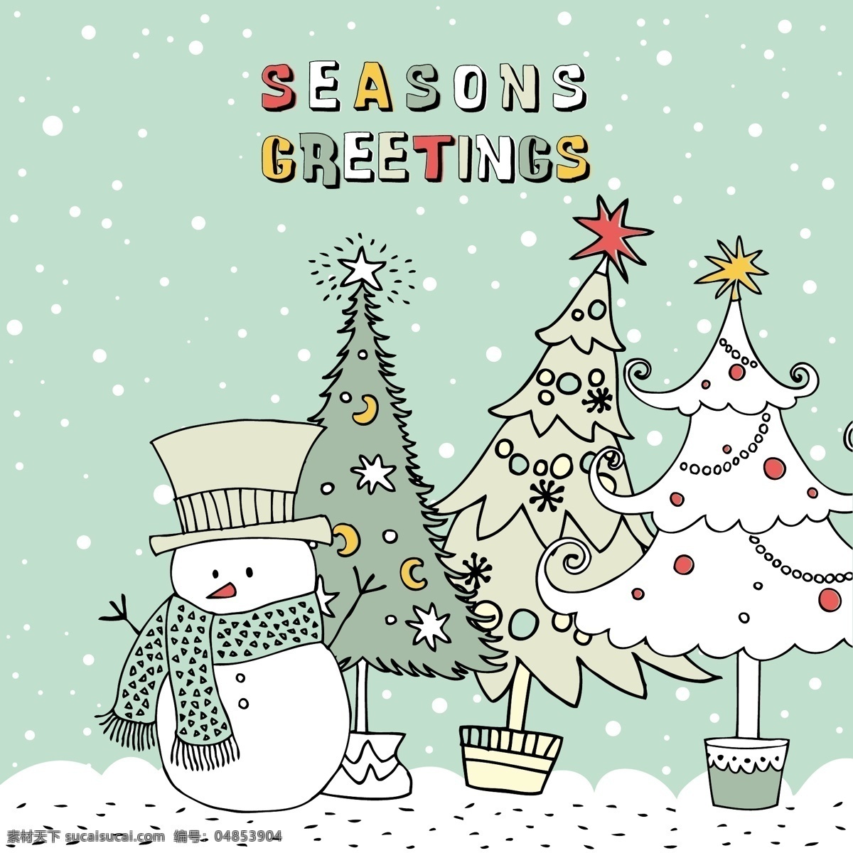 矢量 卡通 圣诞 元素 插画 圣诞树 矢量素材 雪人 节日素材 其他节日