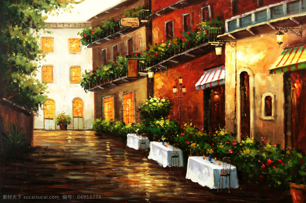 风景油画 绘画书法 街景 街景油画 欧式 手绘油画 文化艺术 油画 设计素材 模板下载 街景景油画