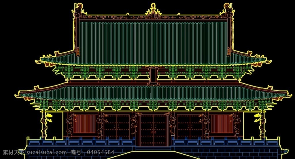山西晋祠 圣母殿立面图 宗教建筑 寺庙 和尚 尼姑庵 罗汉 大雄宝殿 弥勒 观音 佛教 宗教 建筑 cad 图 建筑设计 环境设计 源文件 dwg