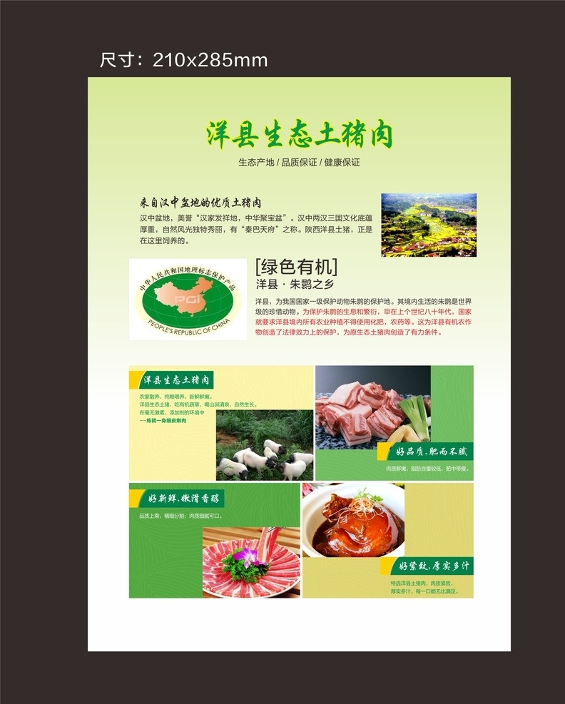 土猪肉宣传单 土特产介绍 洋县土猪肉 农家产品 绿色食品介绍 宣传 单