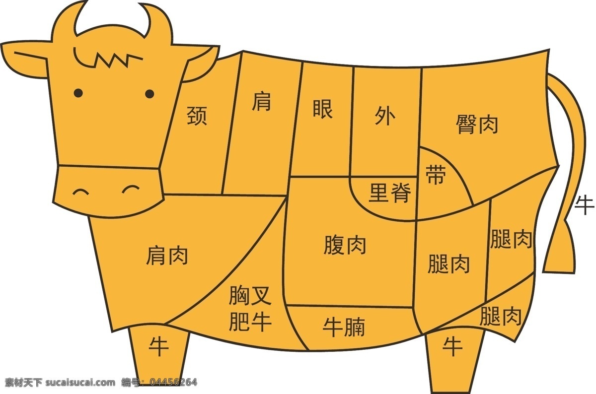 牛肉分割图 牛肉 其他矢量 家禽家畜 生物世界 矢量