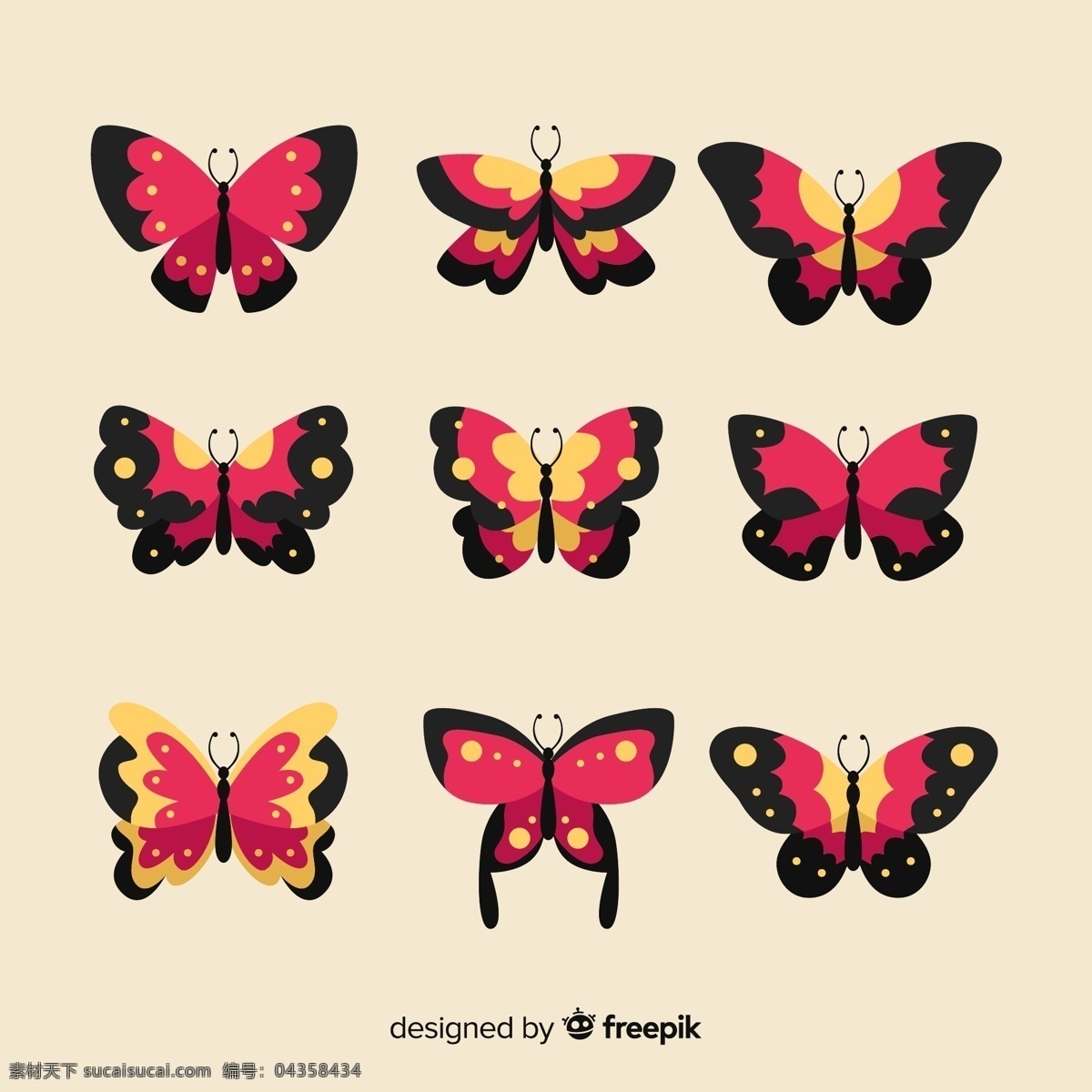 红色的蝴蝶 红色 蝴蝶 昆虫 动物 彩色 生物世界