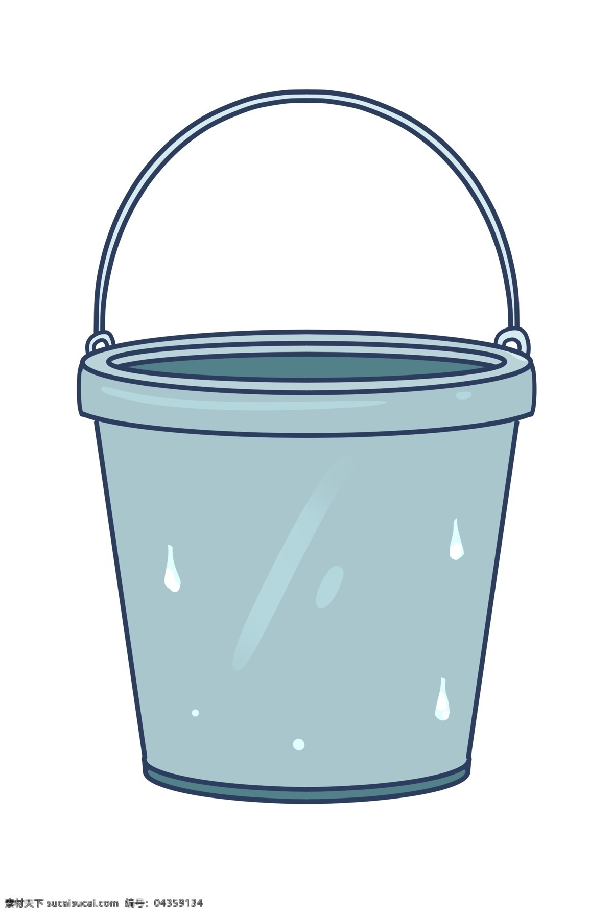 铁桶 百货 卡通 插画 蓝色的铁桶 世界卫生日 卡通插画 清理工具 清洁 打扫 清扫垃圾 百货铁桶