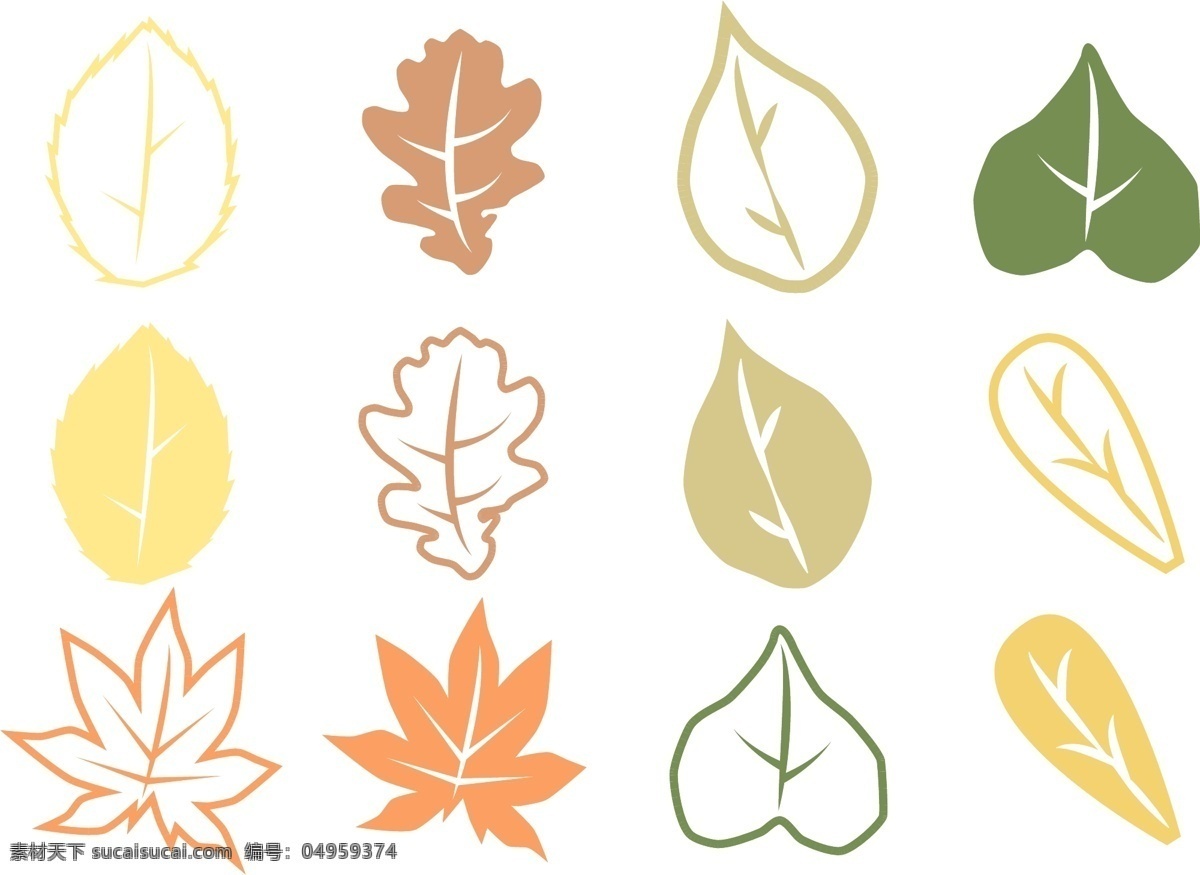 秋季树叶素材 秋季素材 秋季图标 图标 图标设计 矢量素材 秋天 枫叶 树叶