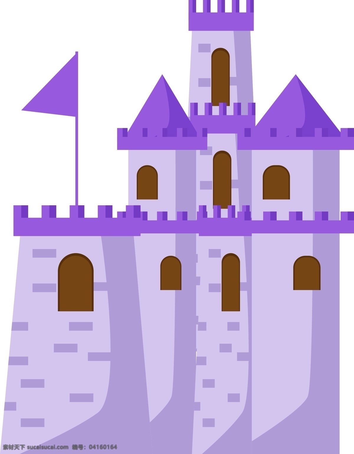 紫色 城堡 建筑 插画 紫色的城堡 卡通建筑物 紫色小旗 梦幻城堡 古老的城堡 王国 城堡建筑插画