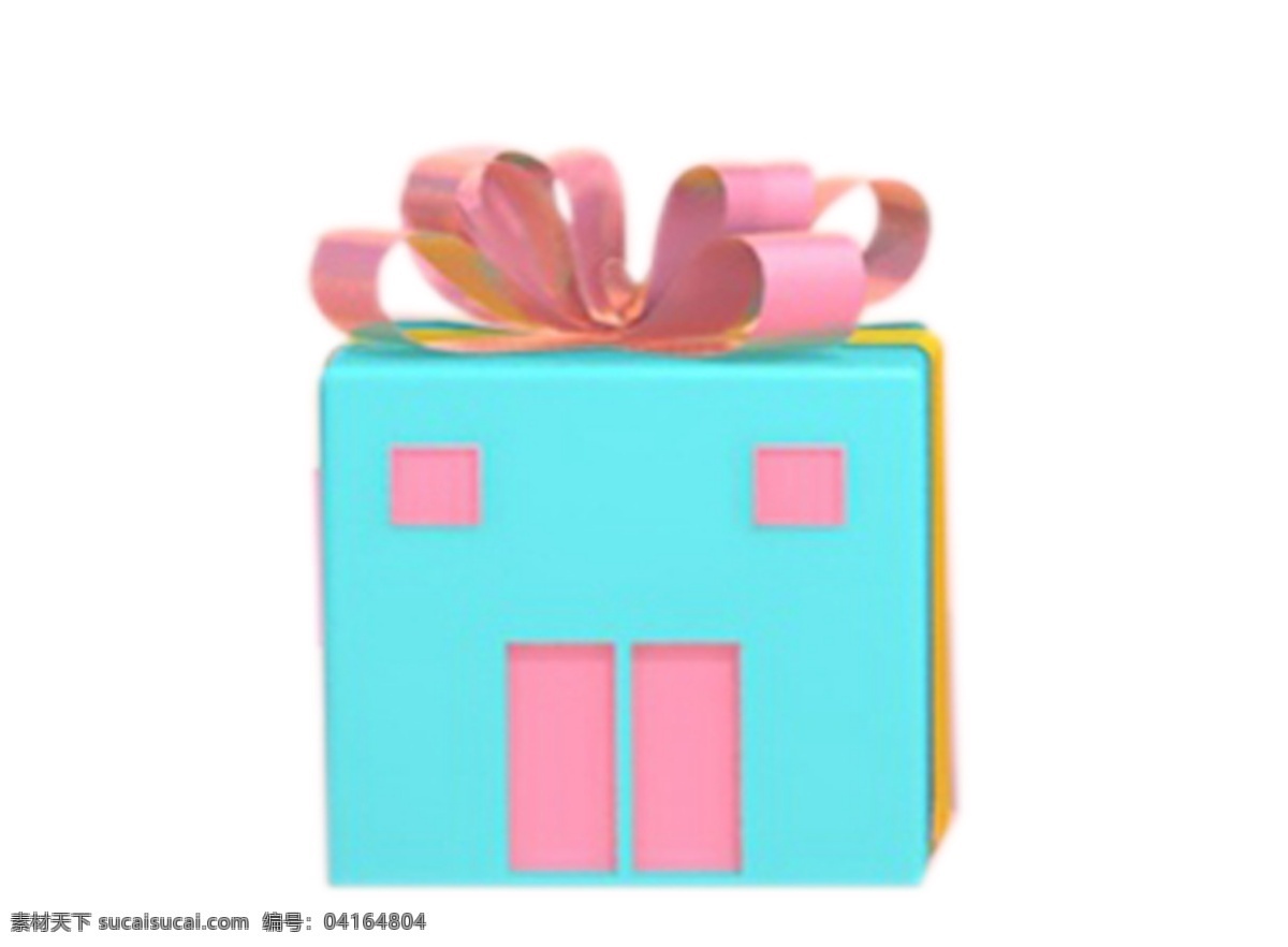 一个盒子 礼品 蓝色 盒子 粉色 蝴蝶结