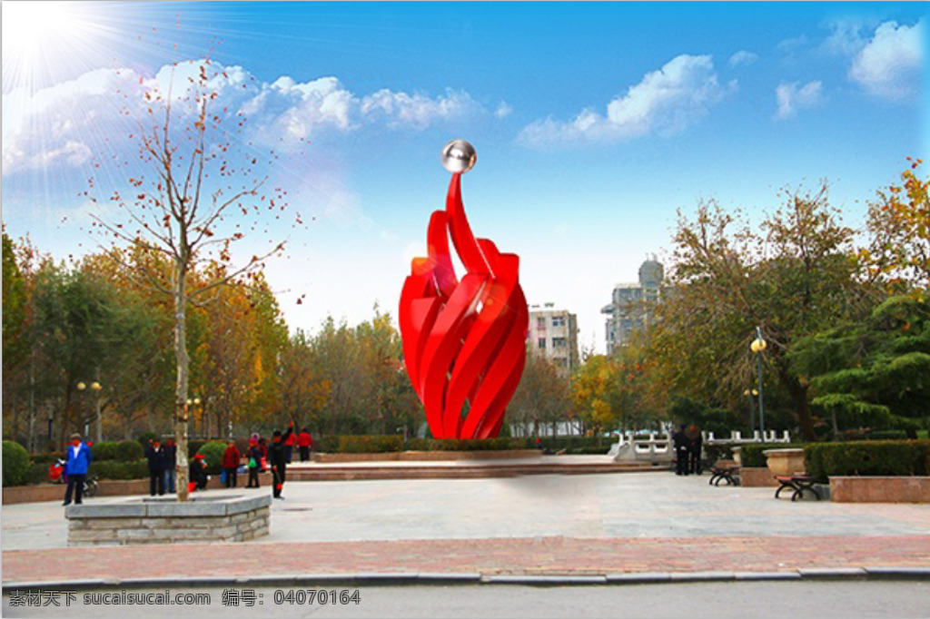 红色 雕塑 景观 3d 效果图 校园 城市 红色景观雕塑 景观设计 雕塑设计 党建雕塑 3d效果图 广场 喜庆红