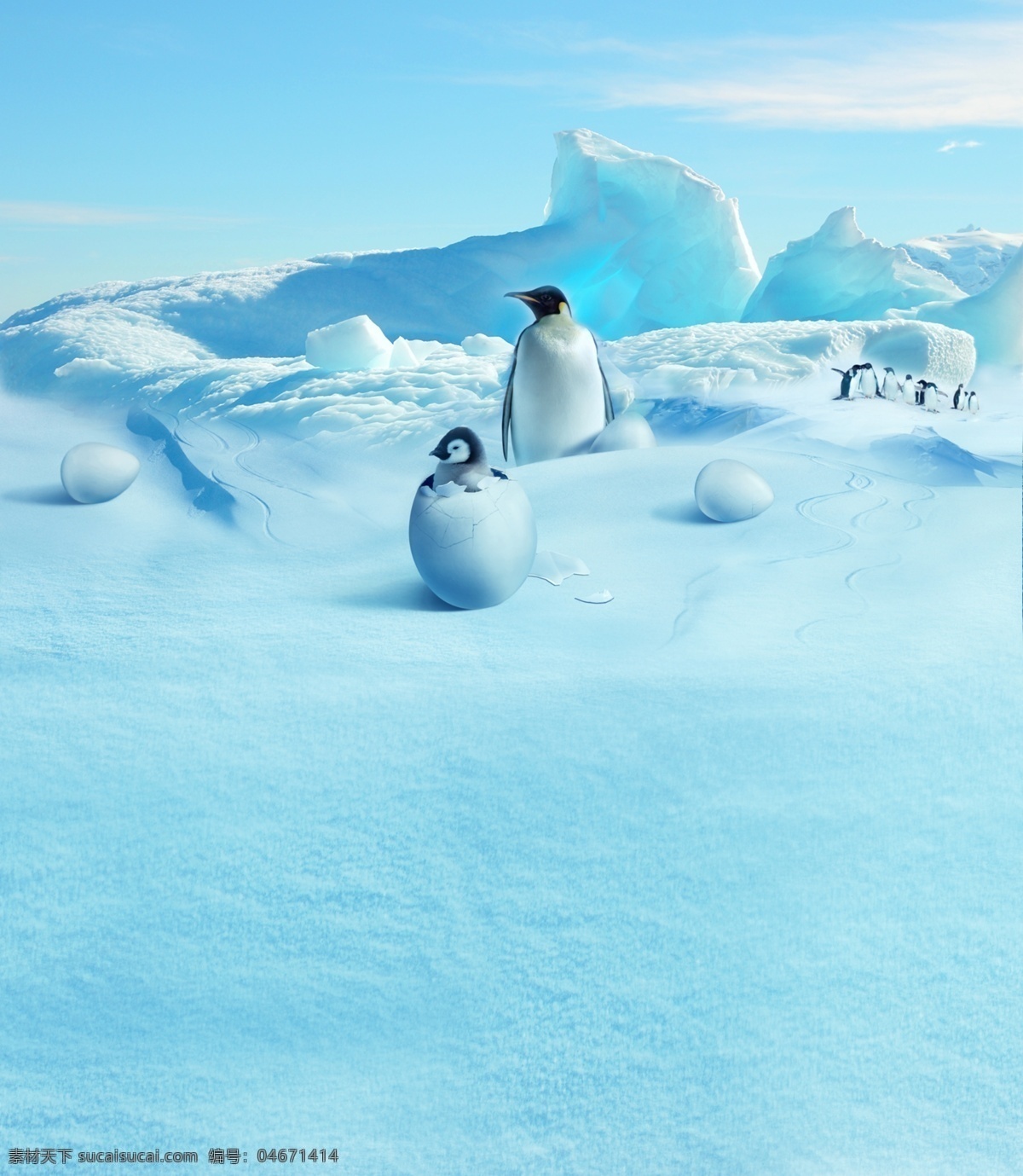 北极 冰川 蛋 企鹅 冰 雪 蓝天 鹅蛋 冰山 冰峰 雪地 极光 蓝 冰天雪地 北极圈 分层 风景