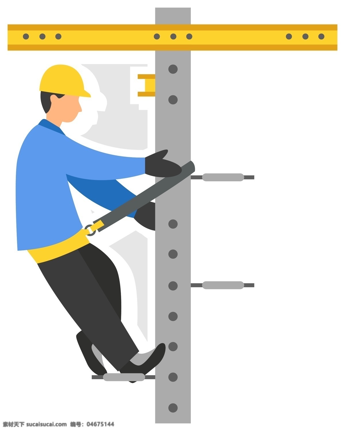 劳动节 正在 维修 电路 工人 矢量 免 抠 电线杆 电力 抢修 停电 电工 安全 干活电源 电线 矢量免抠