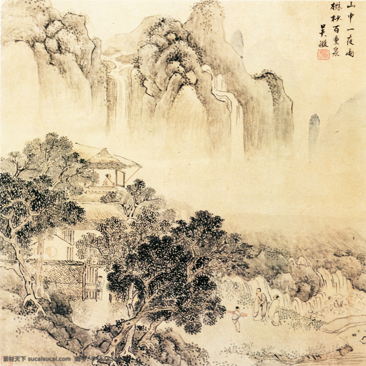 古玩字画 潮满春江图 名人字画 石湖图 山水图 山水名画 古代书画 画 山水画 水墨画 书画 字画 书画文字 文化艺术