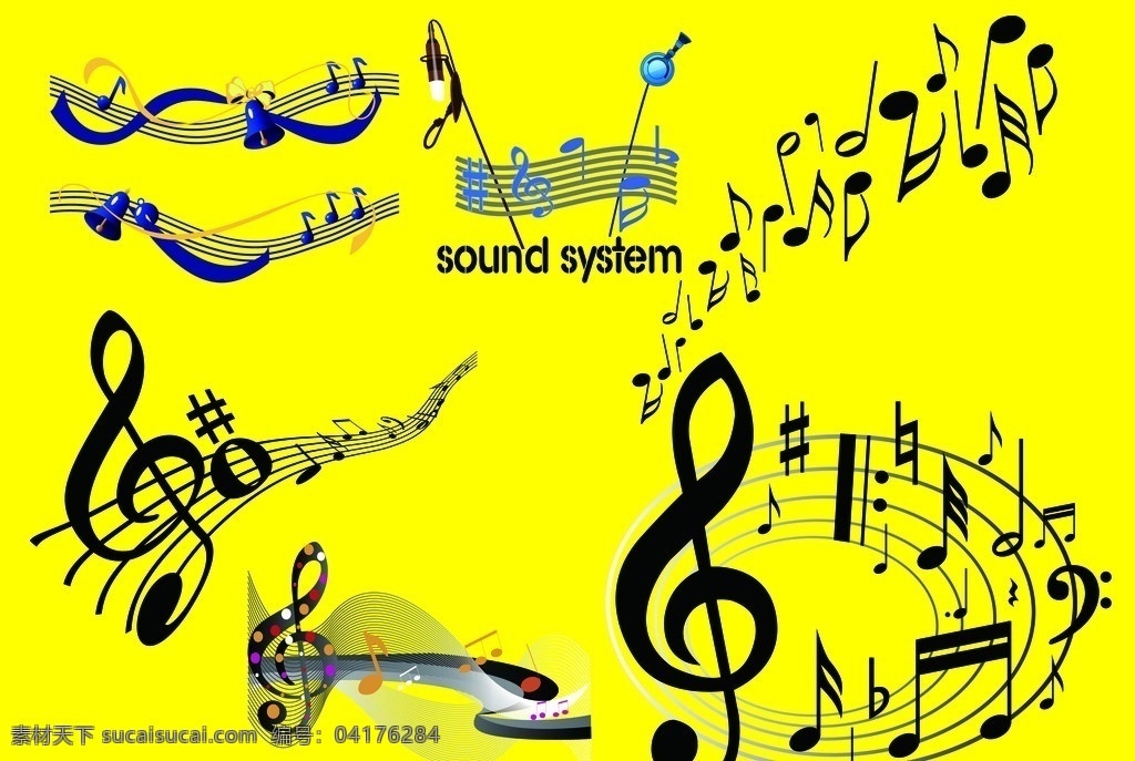 音乐素材 音乐 音符 悠扬 飘逸 海报 广告设计模板 源文件