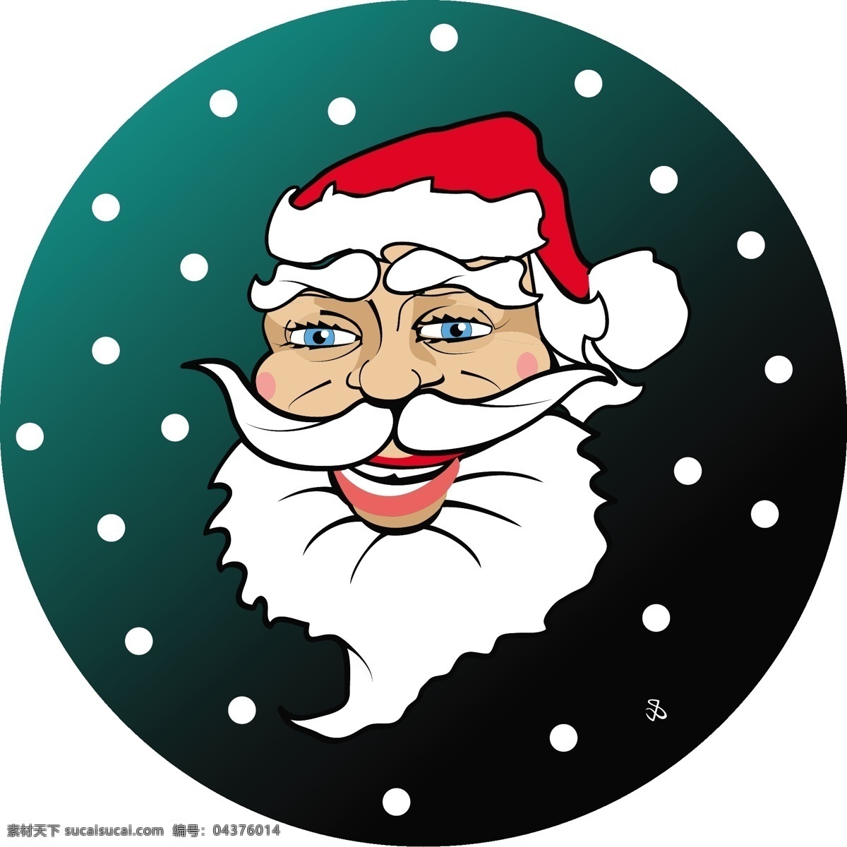 圣诞老人头像 圣诞节 圣诞老人 红帽子 大胡子 白色