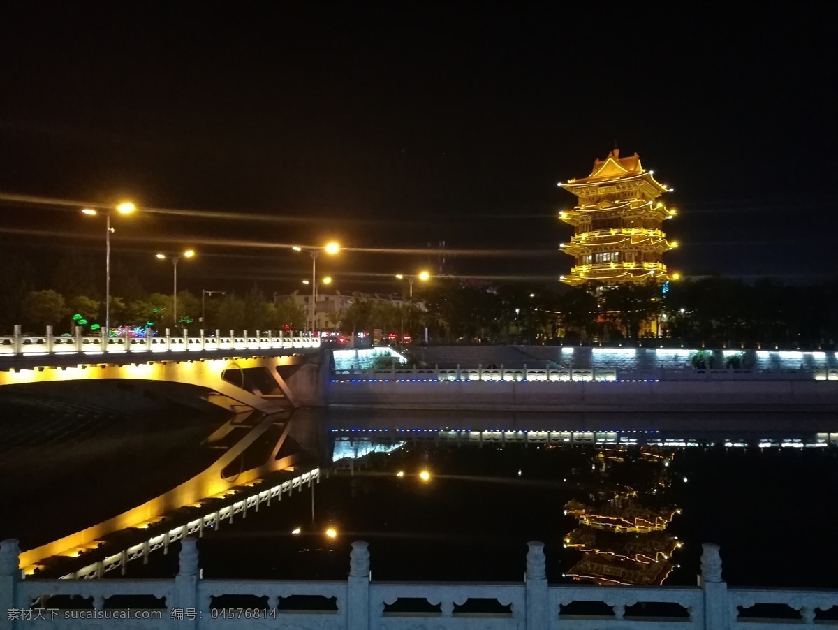 清风楼 夜景 运河 风景 楼 建筑园林 建筑摄影