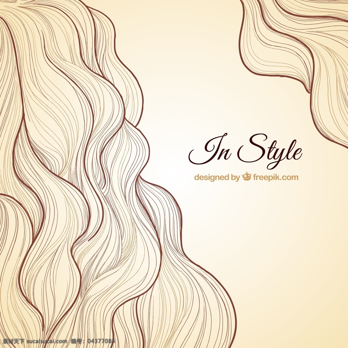 美容美发背景 背景 美发 美容 绘制 海浪 沙龙 插图 理发 头发 发型 棕色 取材 波浪 手绘