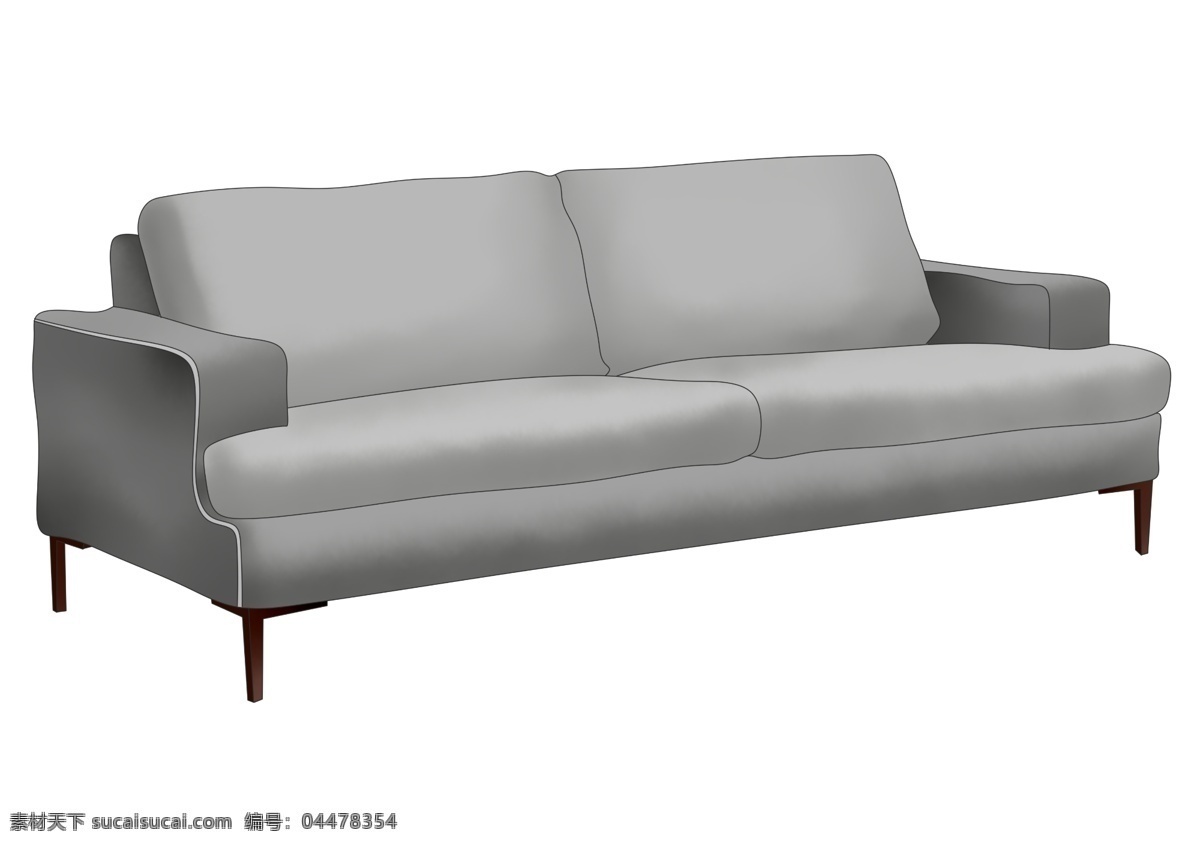 灰色 简约 沙发 插图 简约沙发 灰色沙发 双人沙发 家具 沙发插图 灰色沙发插画 垫子