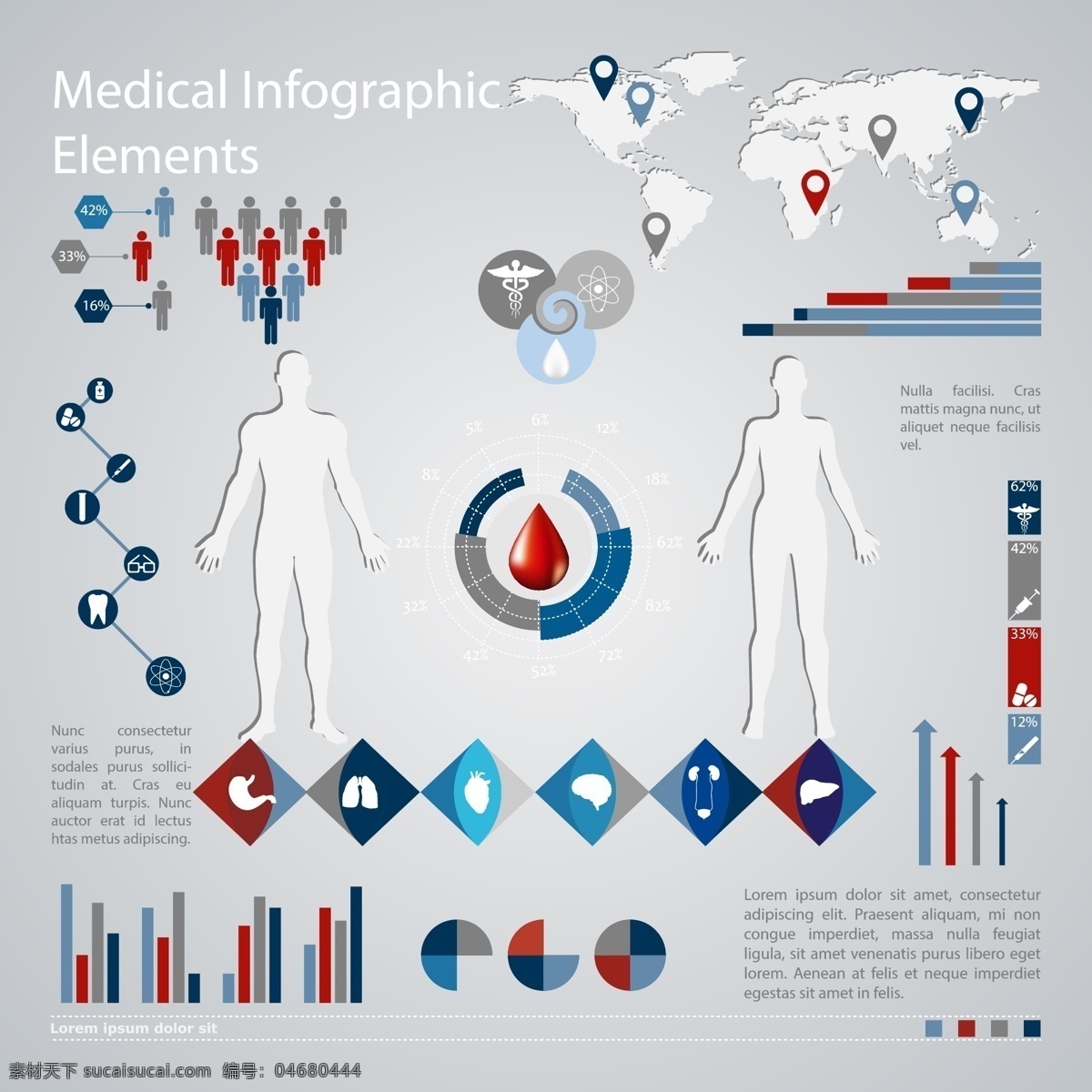 医疗 信息 图形 矢量 饼图 材料 大脑 地图 肺 剪影 男 女 片 器官 条形图 身体 图 直方图 信息图 医学 针 人口 胃 注射器 牙齿 矢量素材 信息图形
