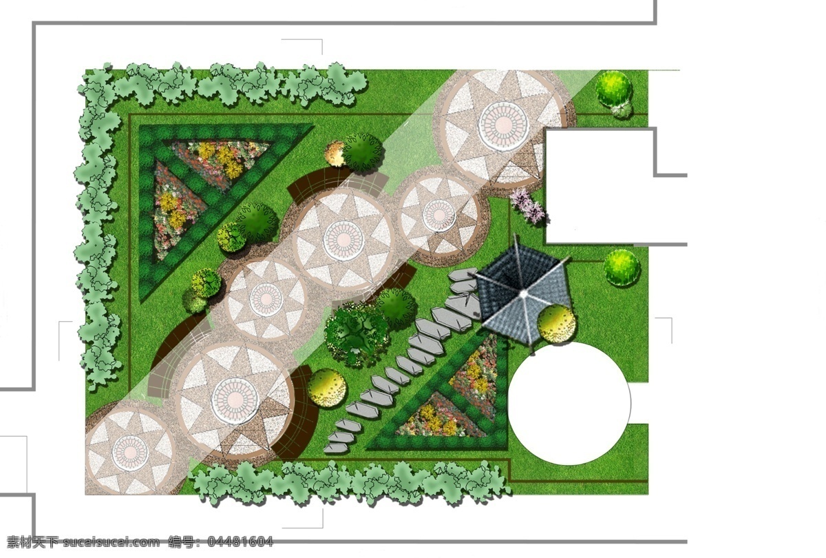 区域 平面 彩色 小广场 装饰素材 园林景观设计