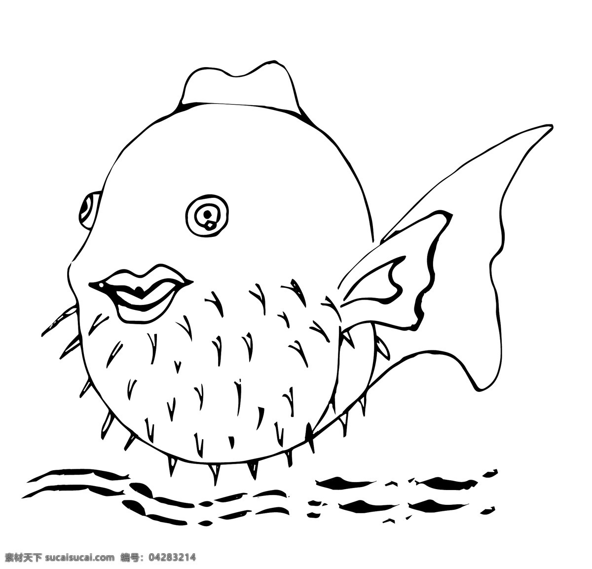 手 繪 fish 卡通魚 魚 手繪fish 河豚 可愛的魚 黑白魚矢量 矢量图 其他矢量图