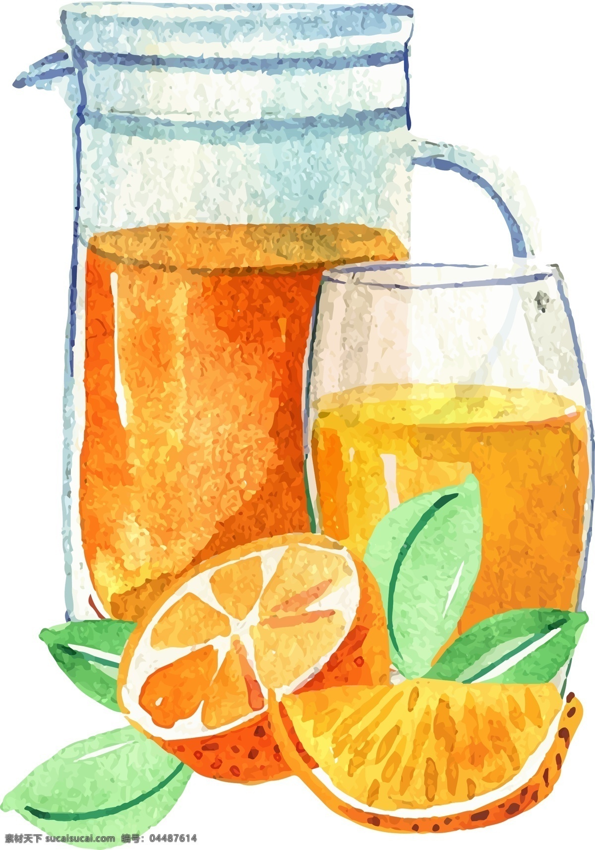 小 清新 夏日 果汁 元素 小清新 水彩画 橙汁 夏日果汁 清凉 手绘 ai元素 免抠元素 透明元素