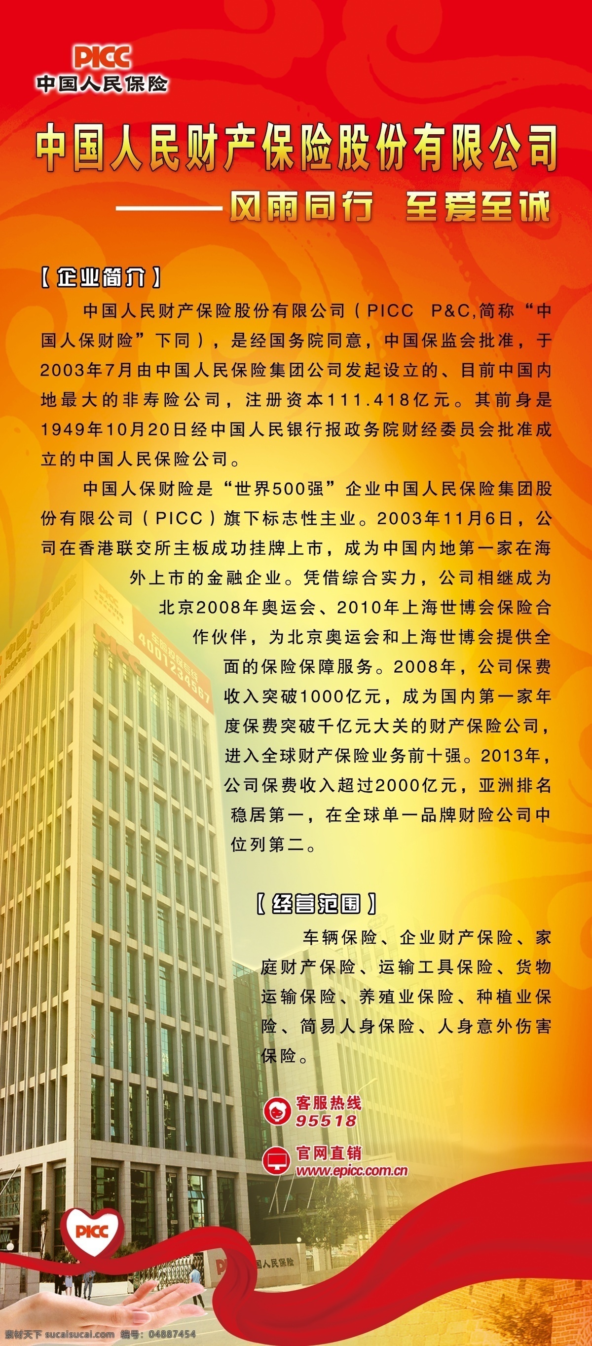 展架 中国人民保险 人保大楼 红丝带 黄色