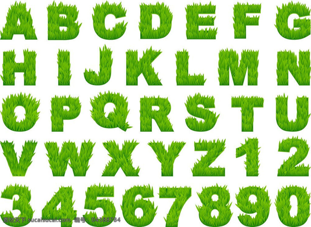 绿色草坪英文 矢量 数字 数字设计