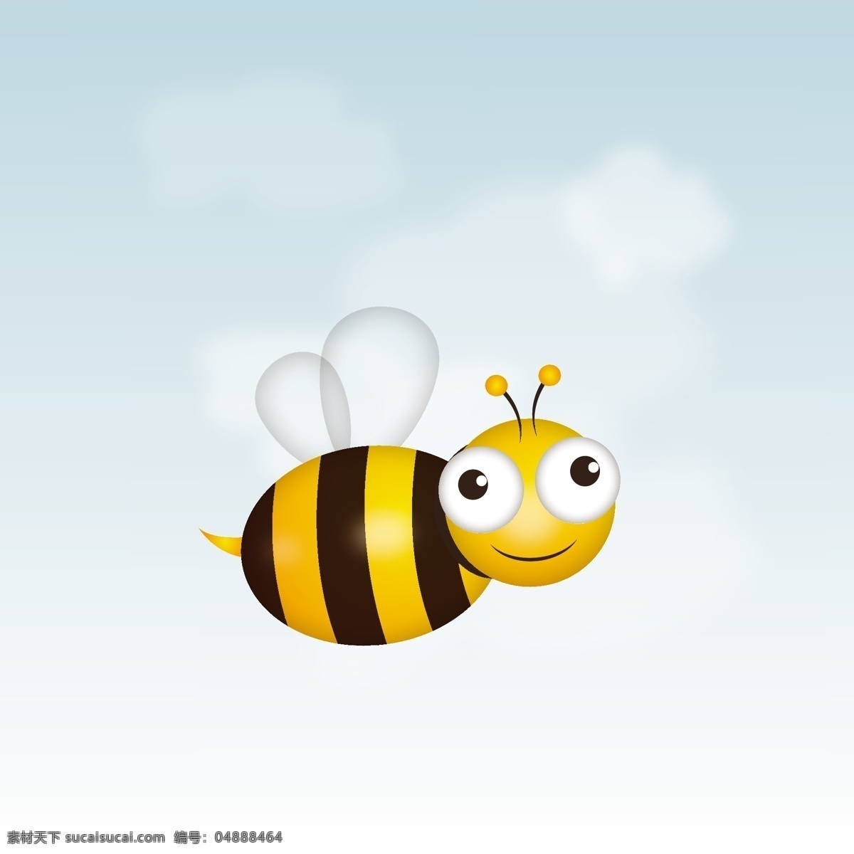 卡通 蜜蜂 插画 矢量 昆虫 动物 云朵 白云 翅膀 大眼睛 背景 海报 画册 矢量动物 生物世界
