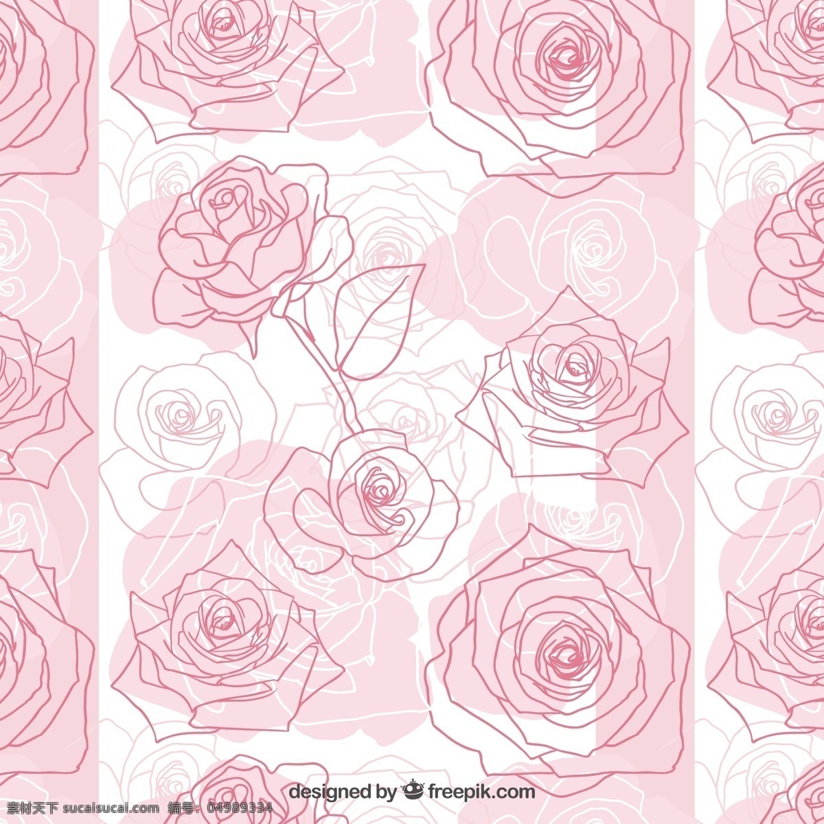 手绘玫瑰图案 花 玫瑰图案 手工绘制 玫瑰 花卉图案 绘画 无缝模式 无缝的 粗略的 白色